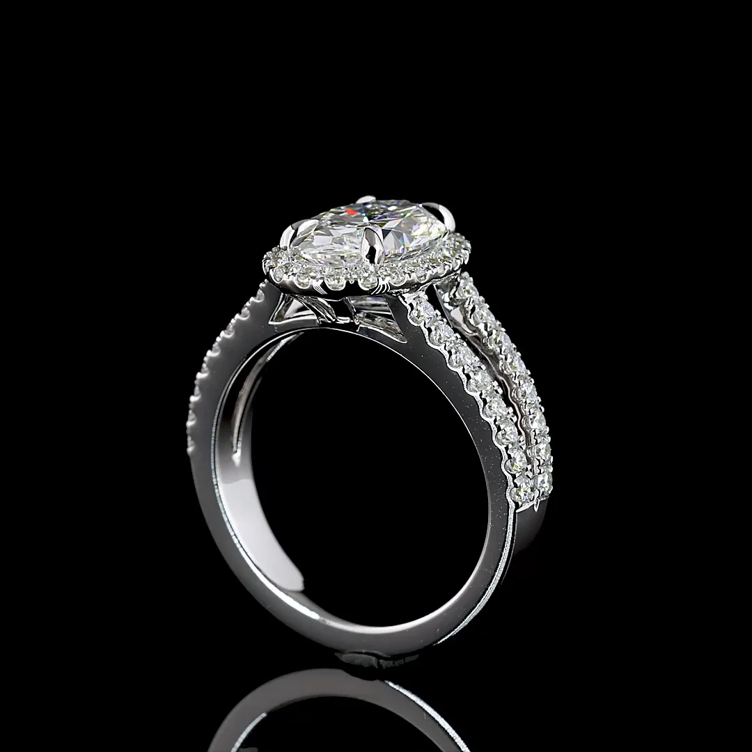 1.99 Cts 14k White Gold Oval Shape Split Shank Ring - Image 2