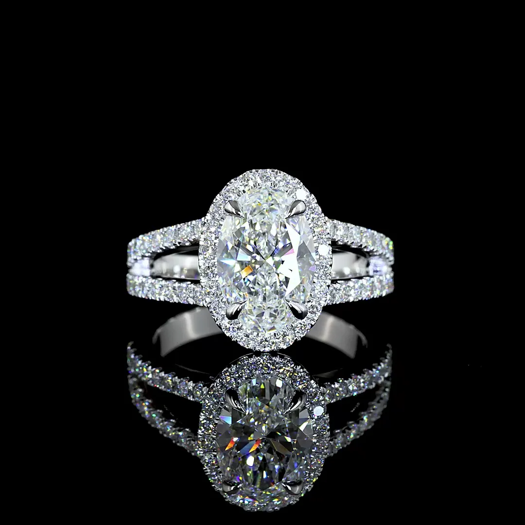 1.99 Cts 14k White Gold Oval Shape Split Shank Ring - Video