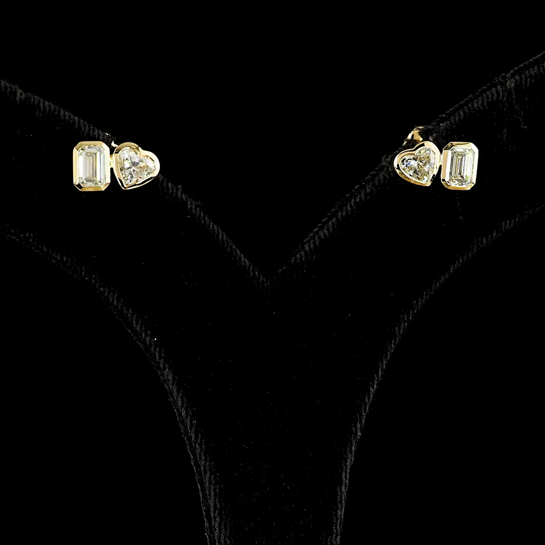 1.78 Cts 14k Yellow Gold Mix Shape Studs Earring - Video