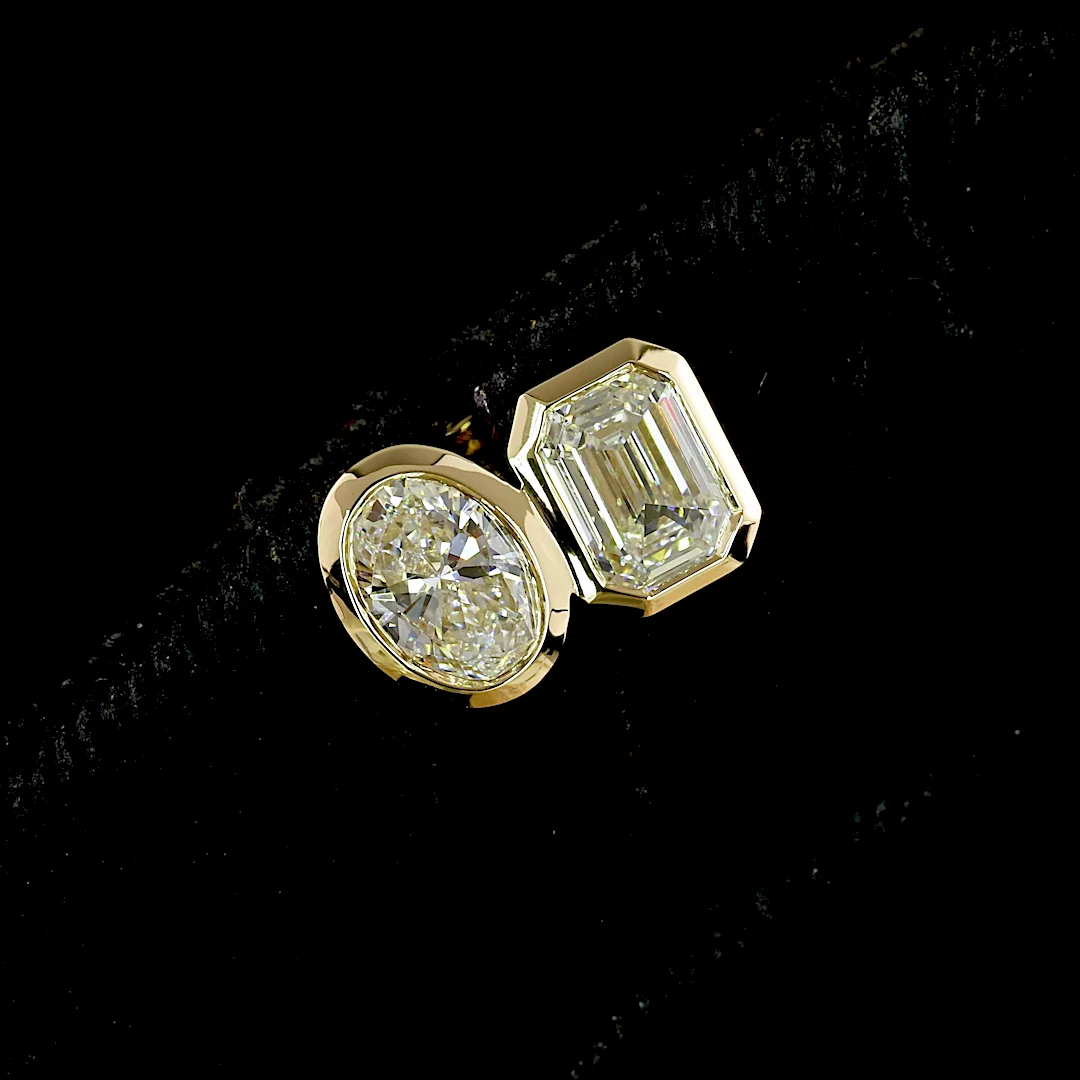 1.95 Cts 14k Yellow Gold Mix Shape Studs Earring - Image 3