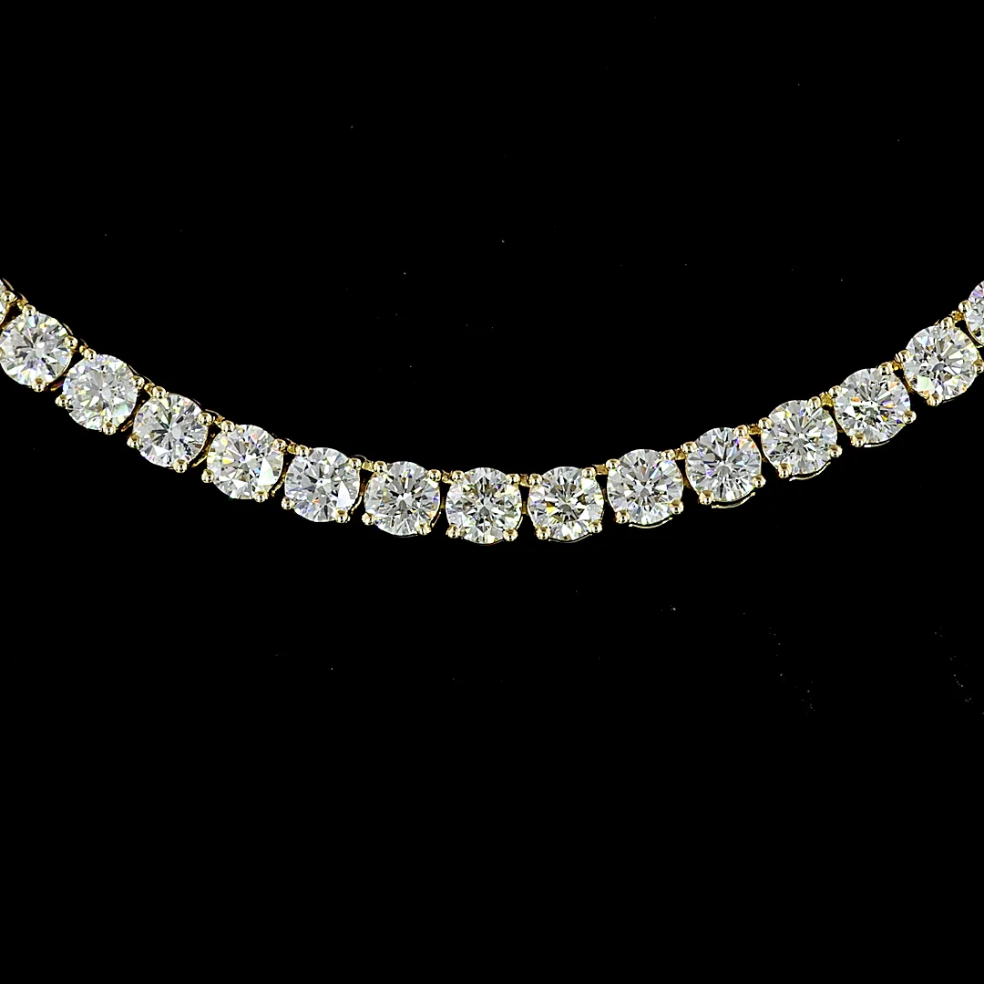 9.54 Cts 14k Yellow Gold Round Shape Tennis Necklace - Image 3