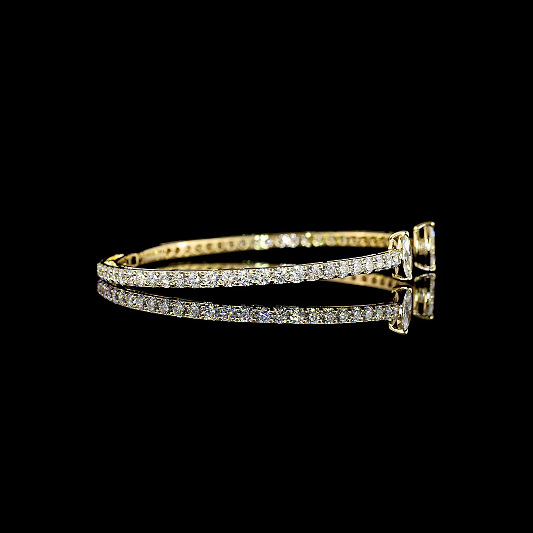 4.33 Cts 14k Yellow Gold Marquise Shape Bangles Bracelet - Image 2