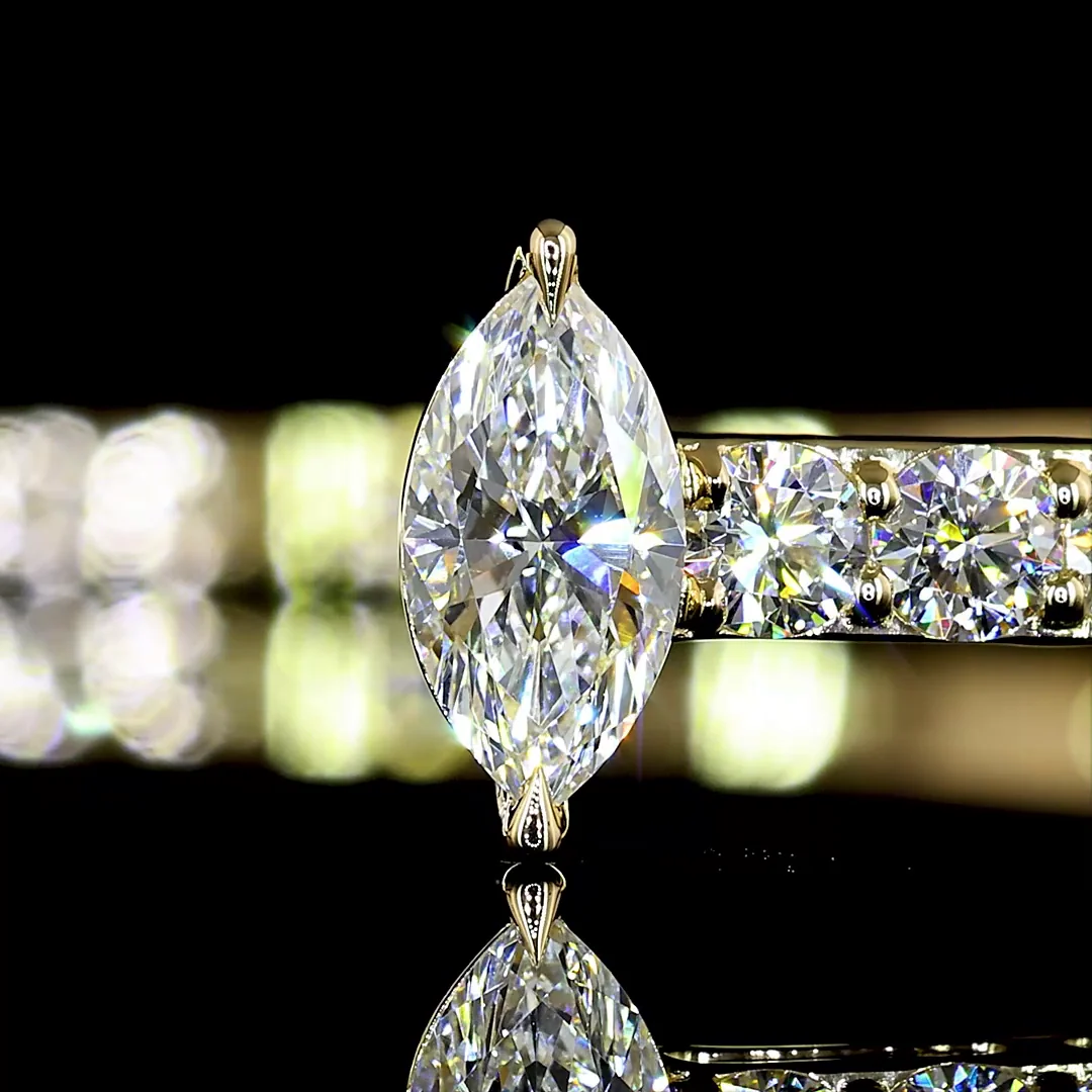 4.33 Cts 14k Yellow Gold Marquise Shape Bangles Bracelet - Image 3