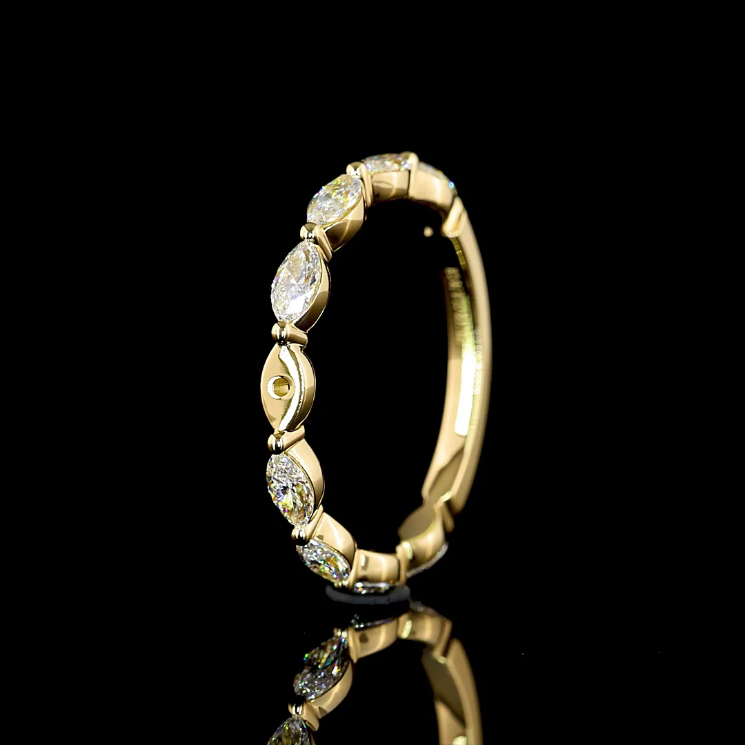 0.71 Cts 18k Yellow Gold Marquise Shape 3/4 Band Eternity Band - Image 4