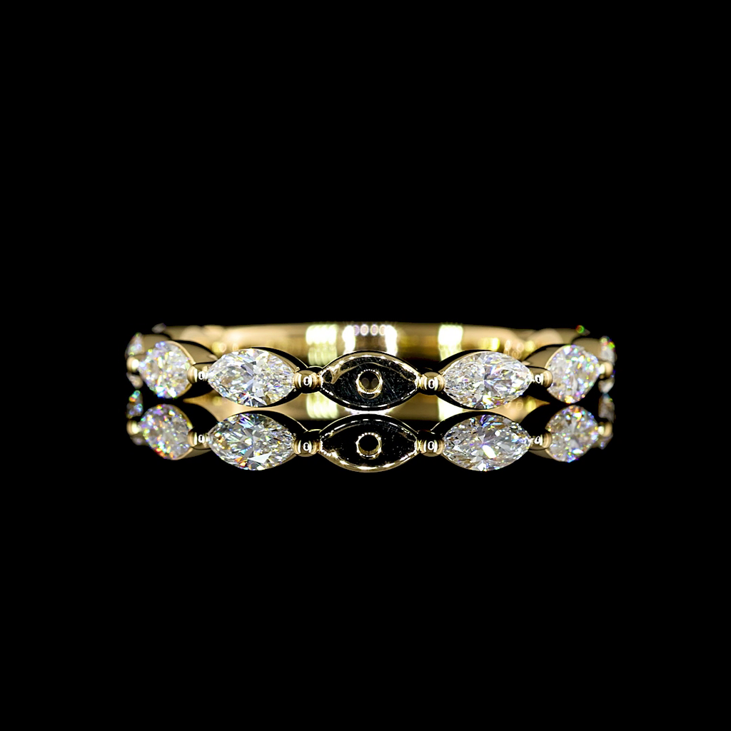 0.71 Cts 18k Yellow Gold Marquise Shape 3/4 Band Eternity Band - Video