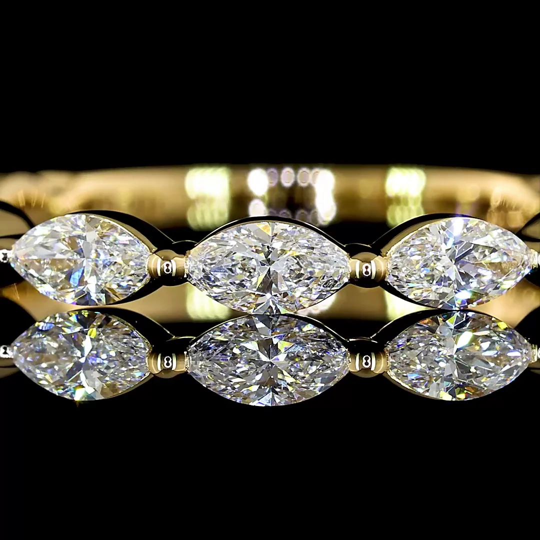 0.82 Cts 18k Yellow Gold Marquise Shape 3/4 Band Eternity Band - Image 3