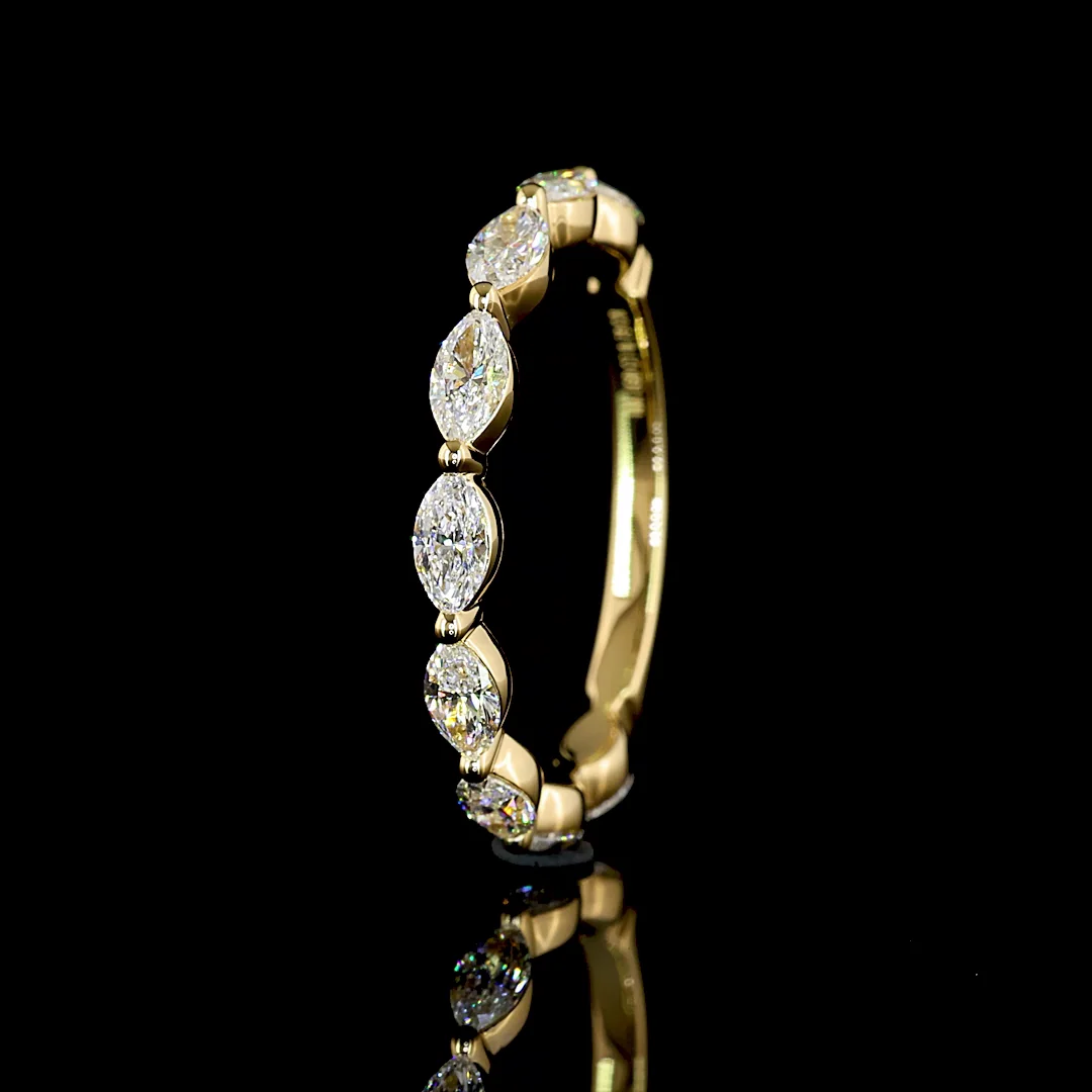 0.82 Cts 18k Yellow Gold Marquise Shape 3/4 Band Eternity Band - Image 4