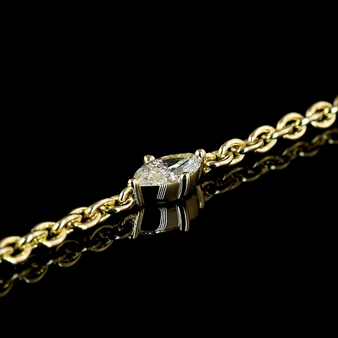 0.24 Cts 14k Yellow Gold Marquise Shape Station Bracelet - Image 2