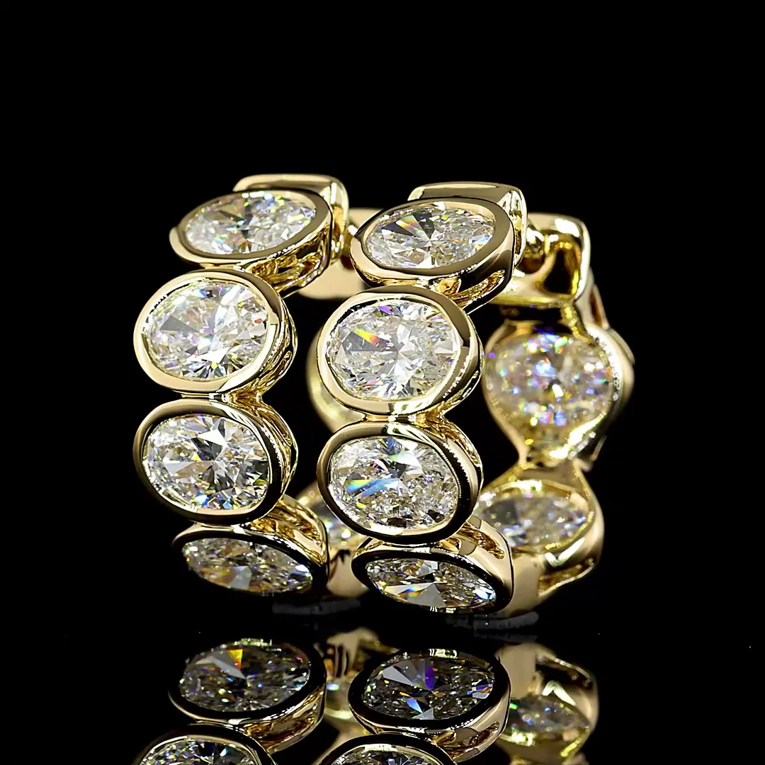 2.77 Cts 14k Yellow Gold Oval Shape Huggies Earring - Image 2