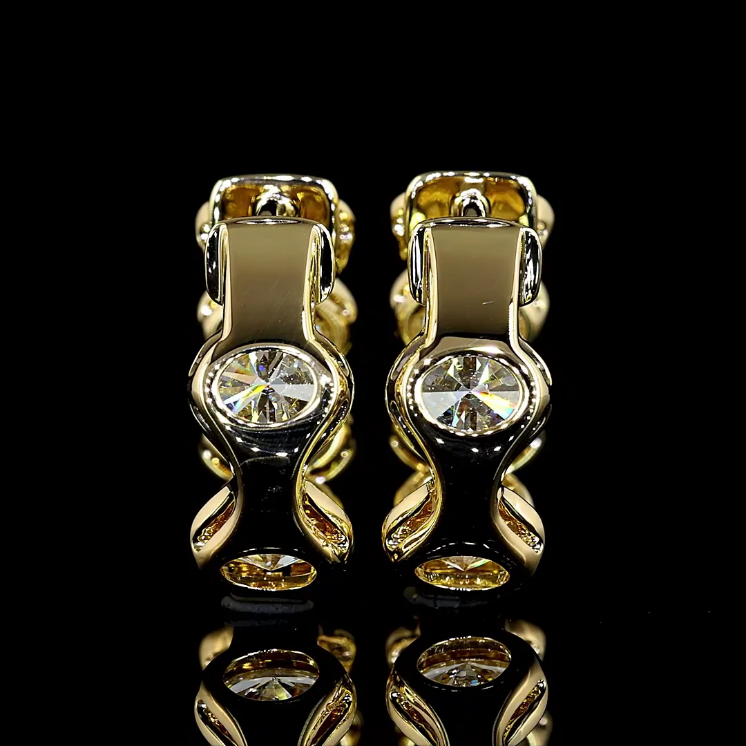 2.77 Cts 14k Yellow Gold Oval Shape Huggies Earring - Image 4