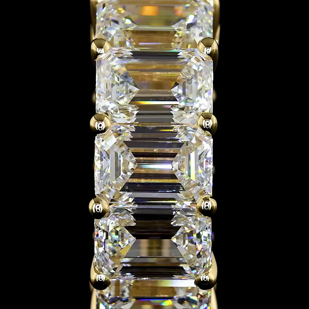 4.99 Cts 14k Yellow Gold Emerald Shape Huggies Earring - Image 2