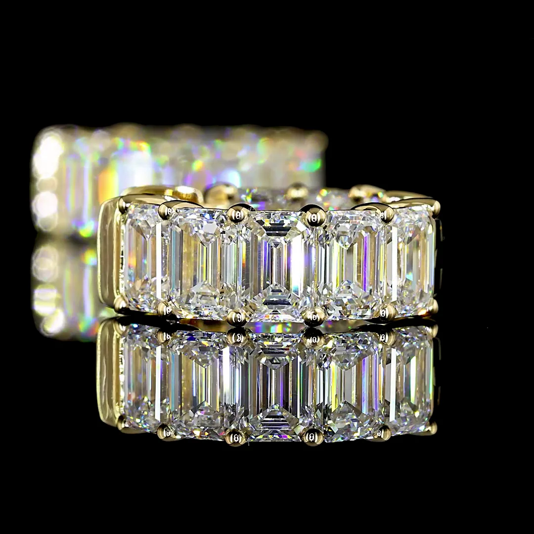 4.99 Cts 14k Yellow Gold Emerald Shape Huggies Earring - Image 4