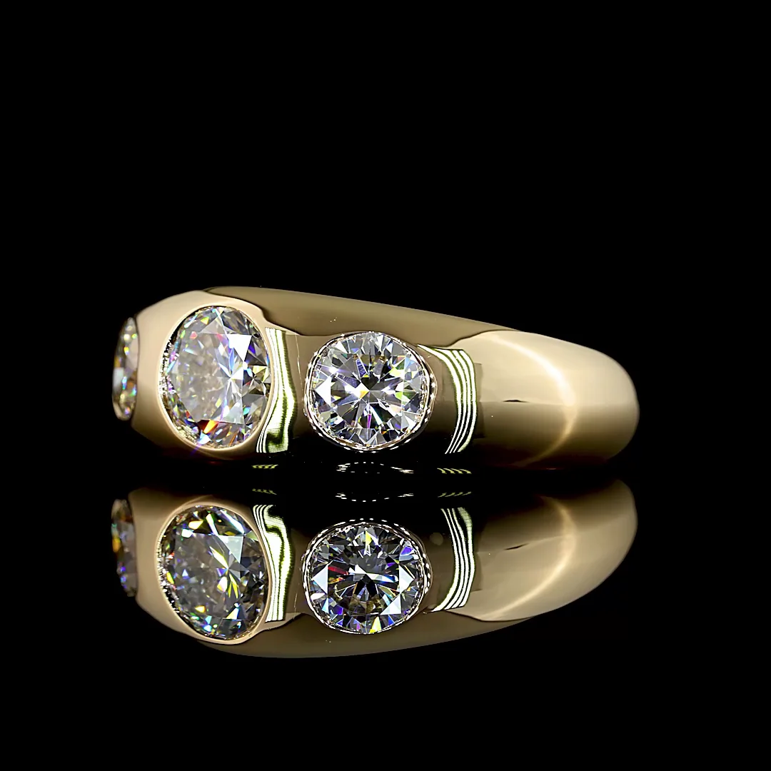 2.07 Cts 14k Yellow Gold Round Shape 3 Stones Ring - Image 2