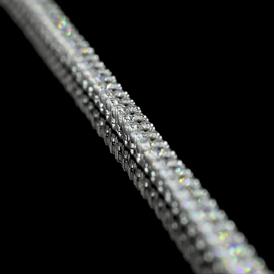 10.74 Cts 14k White Gold Round Shape Tennis Necklace - Image 2