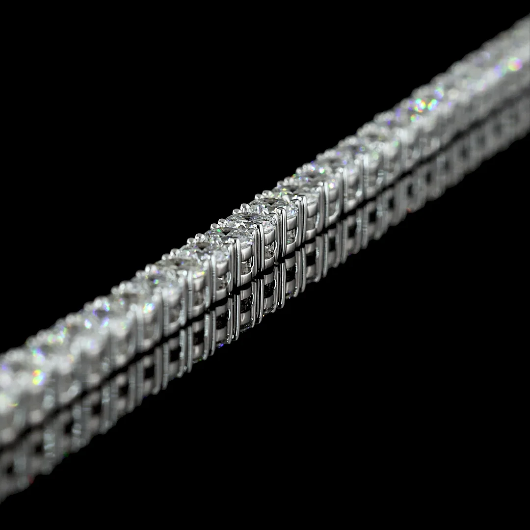 10.74 Cts 14k White Gold Round Shape Tennis Necklace - Image 4