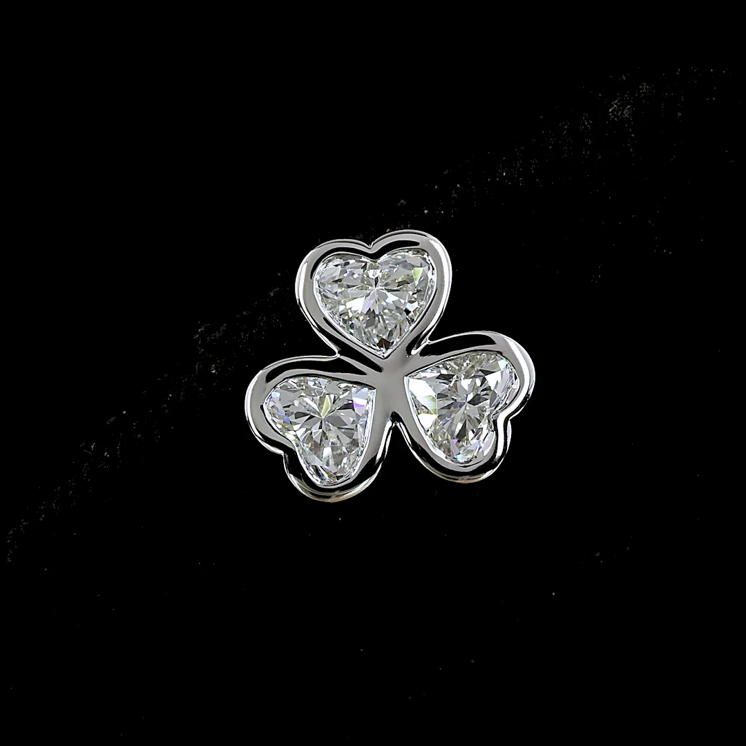 2.07 Cts 14k White Gold Heart Shape Studs Earring - Image 3