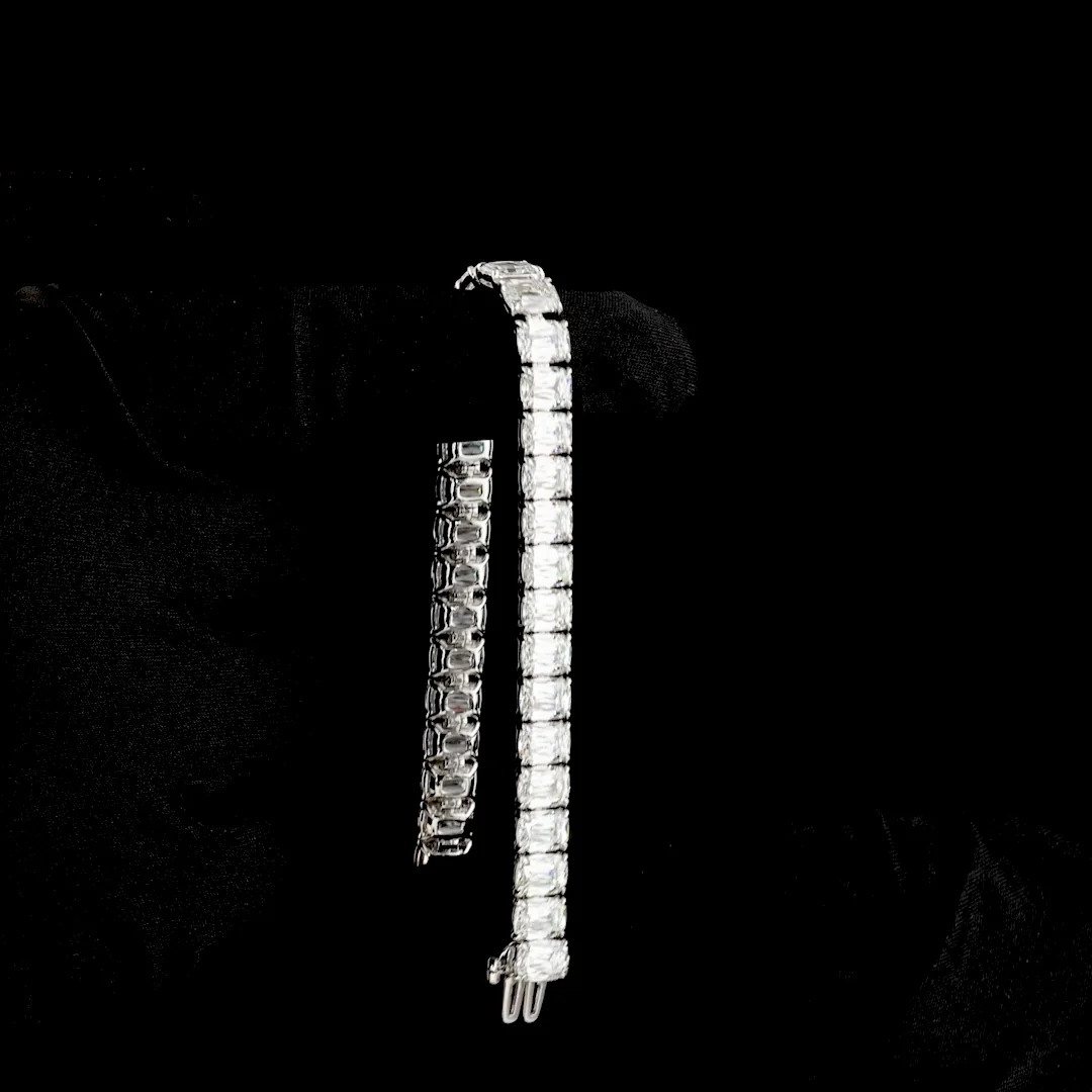 35.67 Cts 14k White Gold Radiant Modified Shape Tennis Bracelet - Image 3