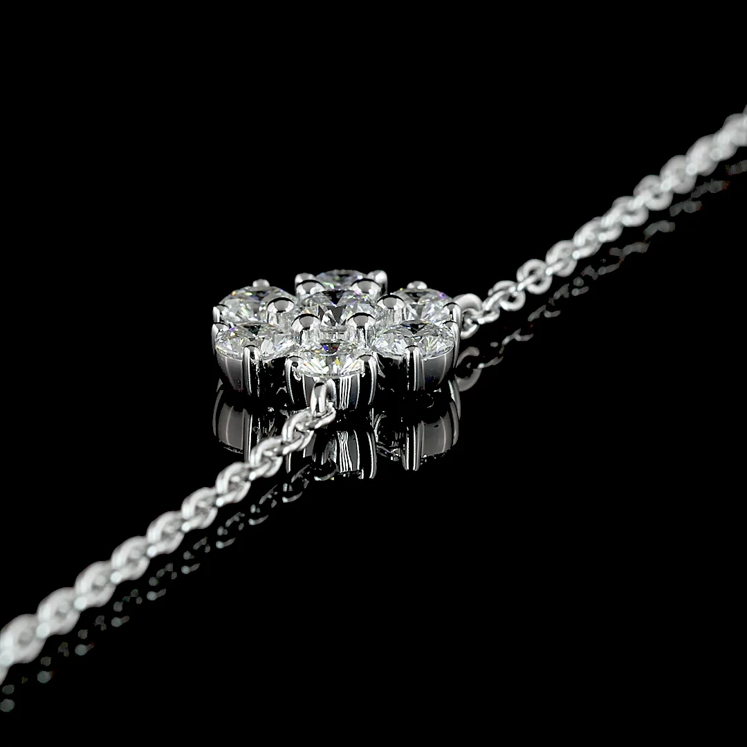 2.98 Cts 18k White Gold Round Shape Station Necklace - Image 4