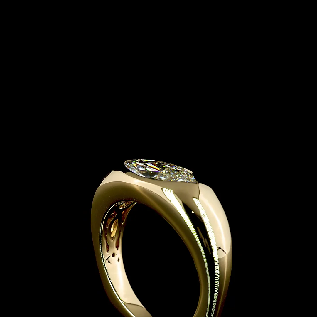 1.6 Cts 14k Yellow Gold Marquise Shape Solitaire Ring - Image 2