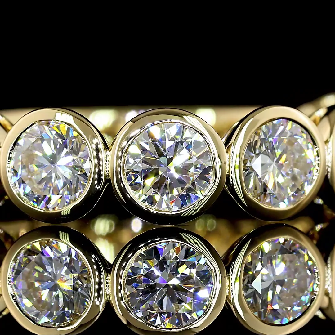 2.96 Cts 14k Yellow Gold Round Shape 3/4 Band Eternity Band - Image 3