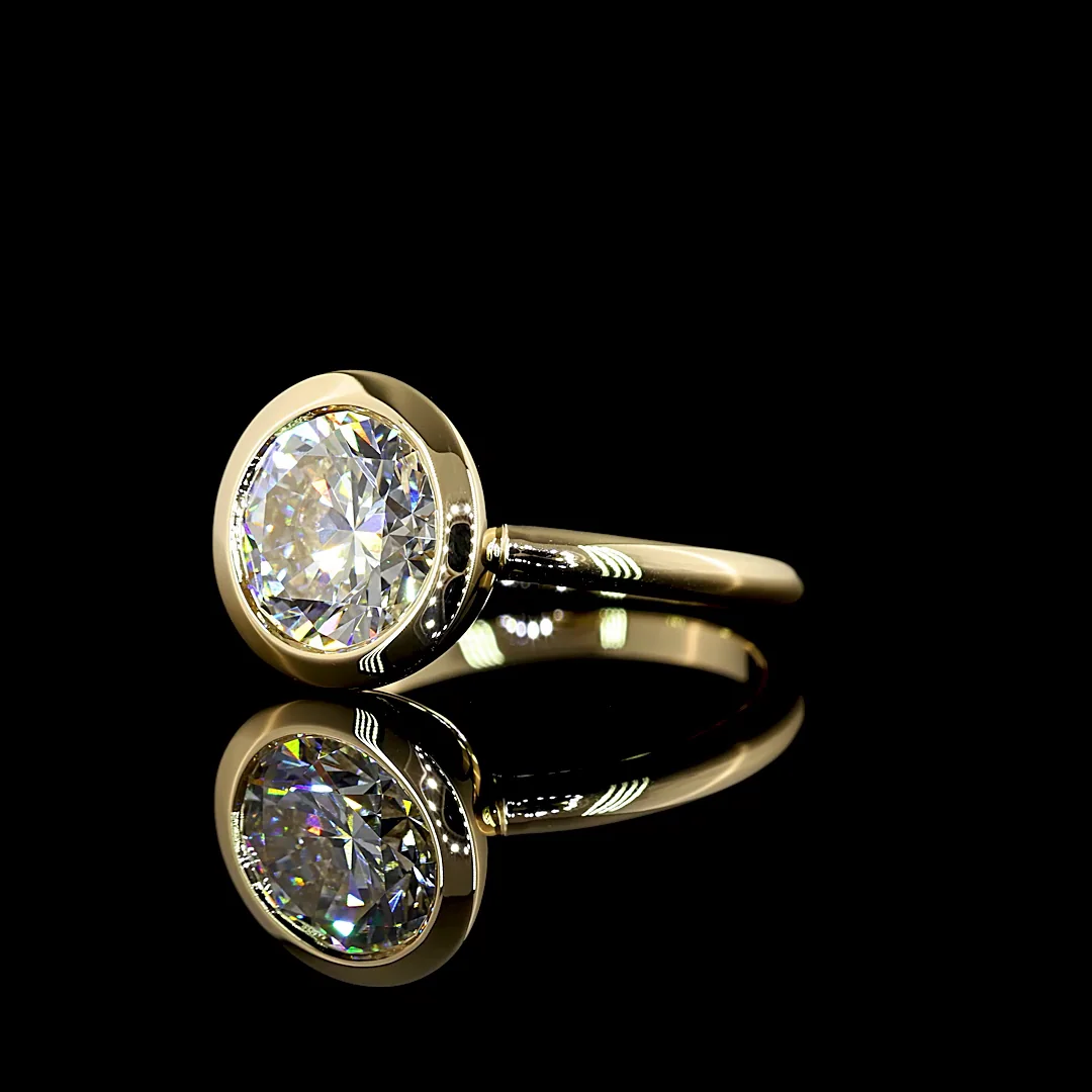 3.08 Cts 14k Yellow Gold Round Shape Solitaire Ring - Image 4