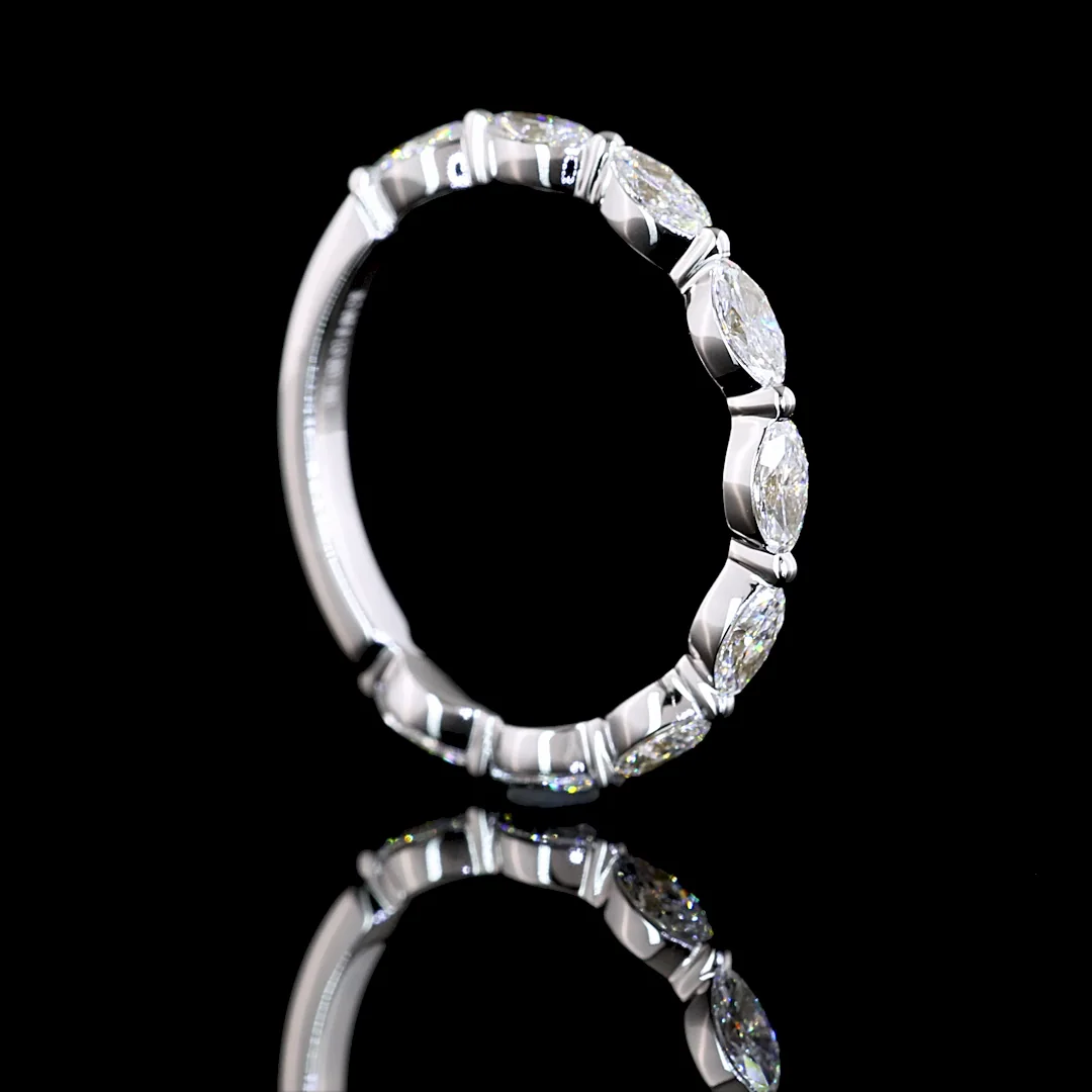 0.8 Cts 18k White Gold Marquise Shape 3/4 Band Eternity Band - Image 2