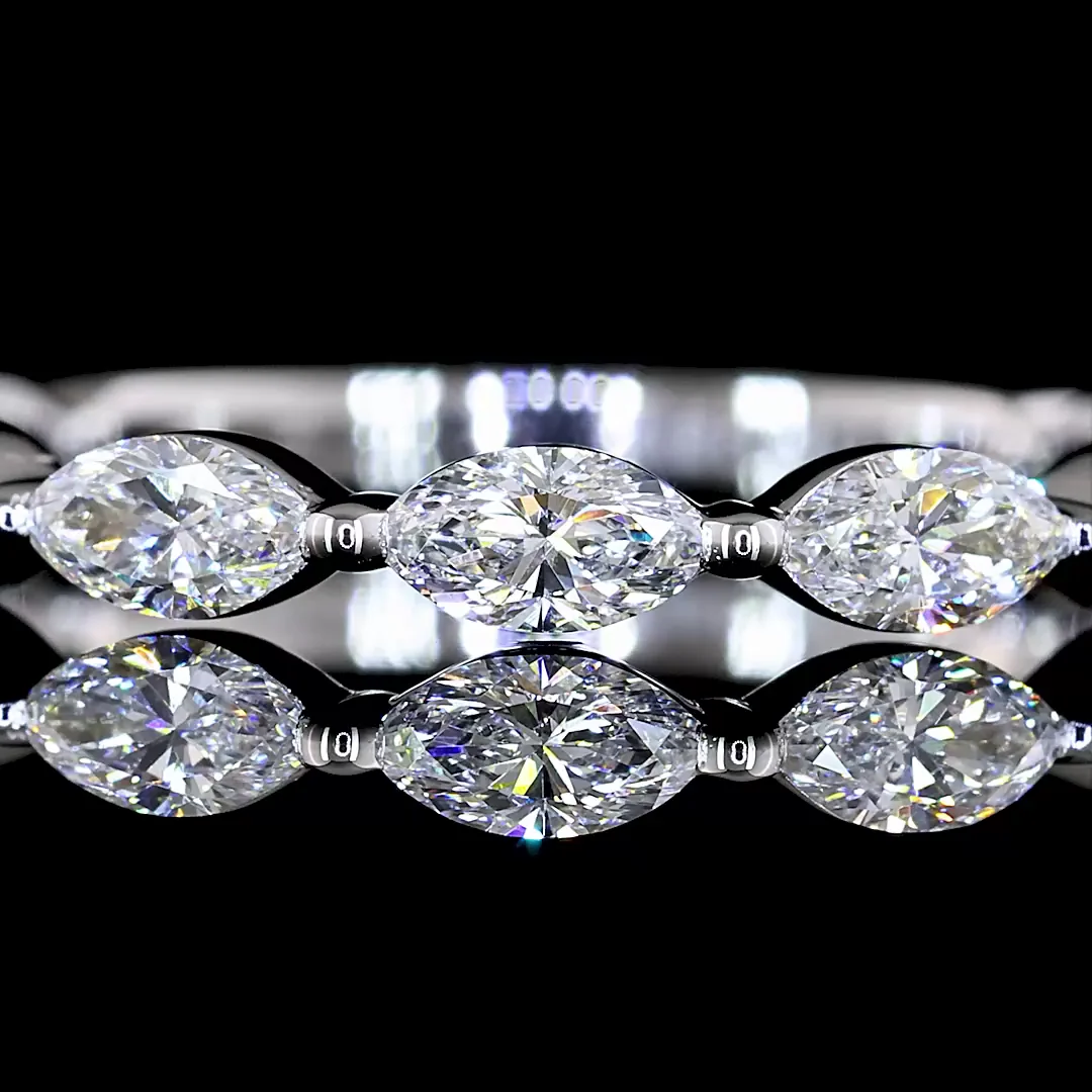 0.8 Cts 18k White Gold Marquise Shape 3/4 Band Eternity Band - Image 3