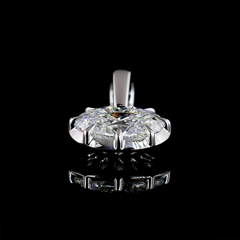 1 Cts 14k White Gold Oval Shape Solitaire Pendant - Video