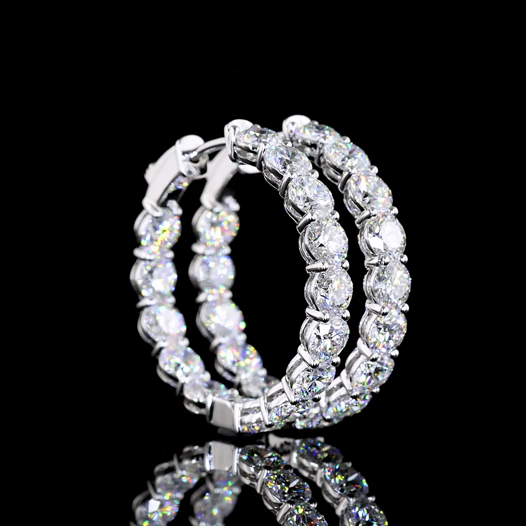 5.73 Cts 14k White Gold Round Shape Hoops Earring - Video