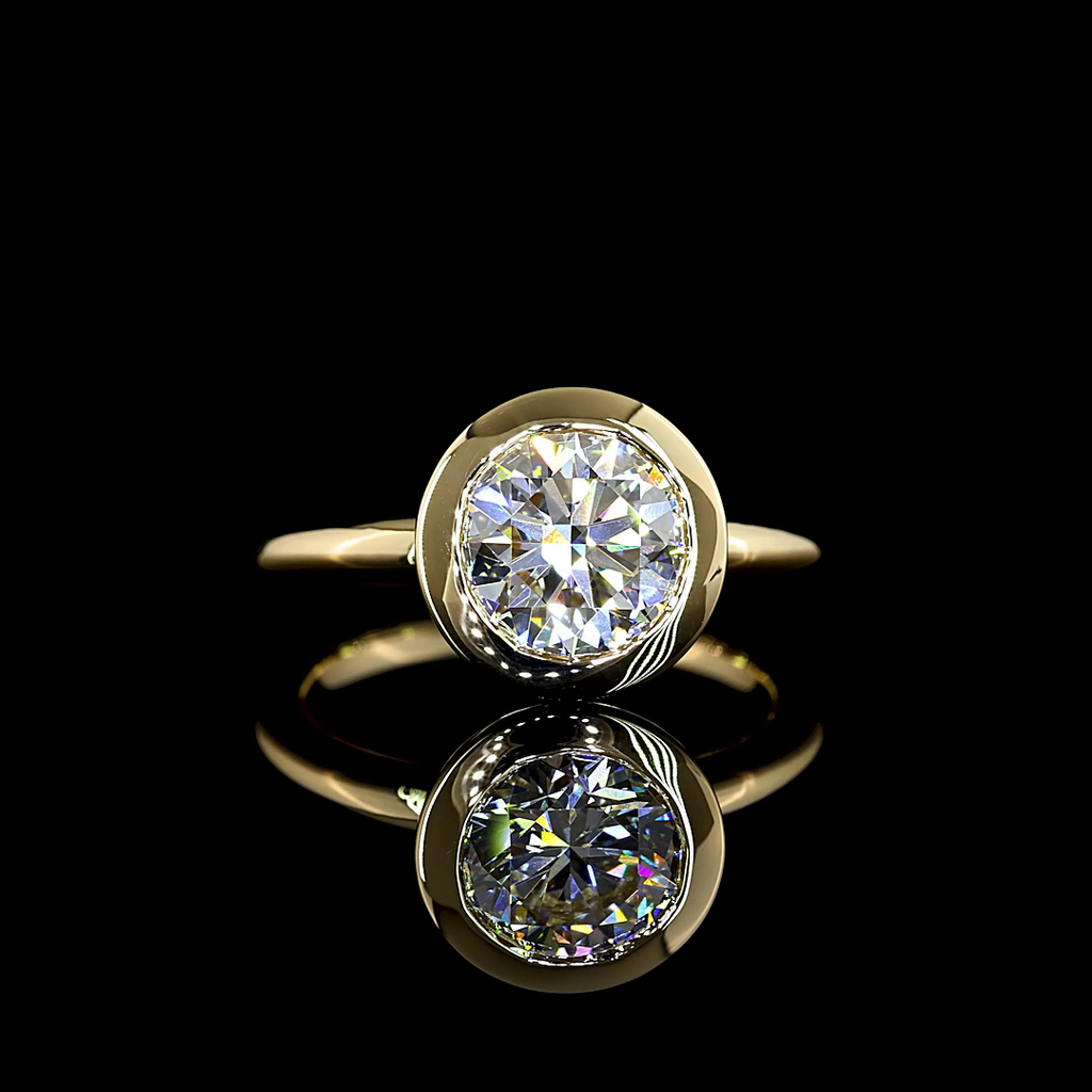 2.53 Cts 14k Yellow Gold Round Shape Hidden Halo Ring - Video