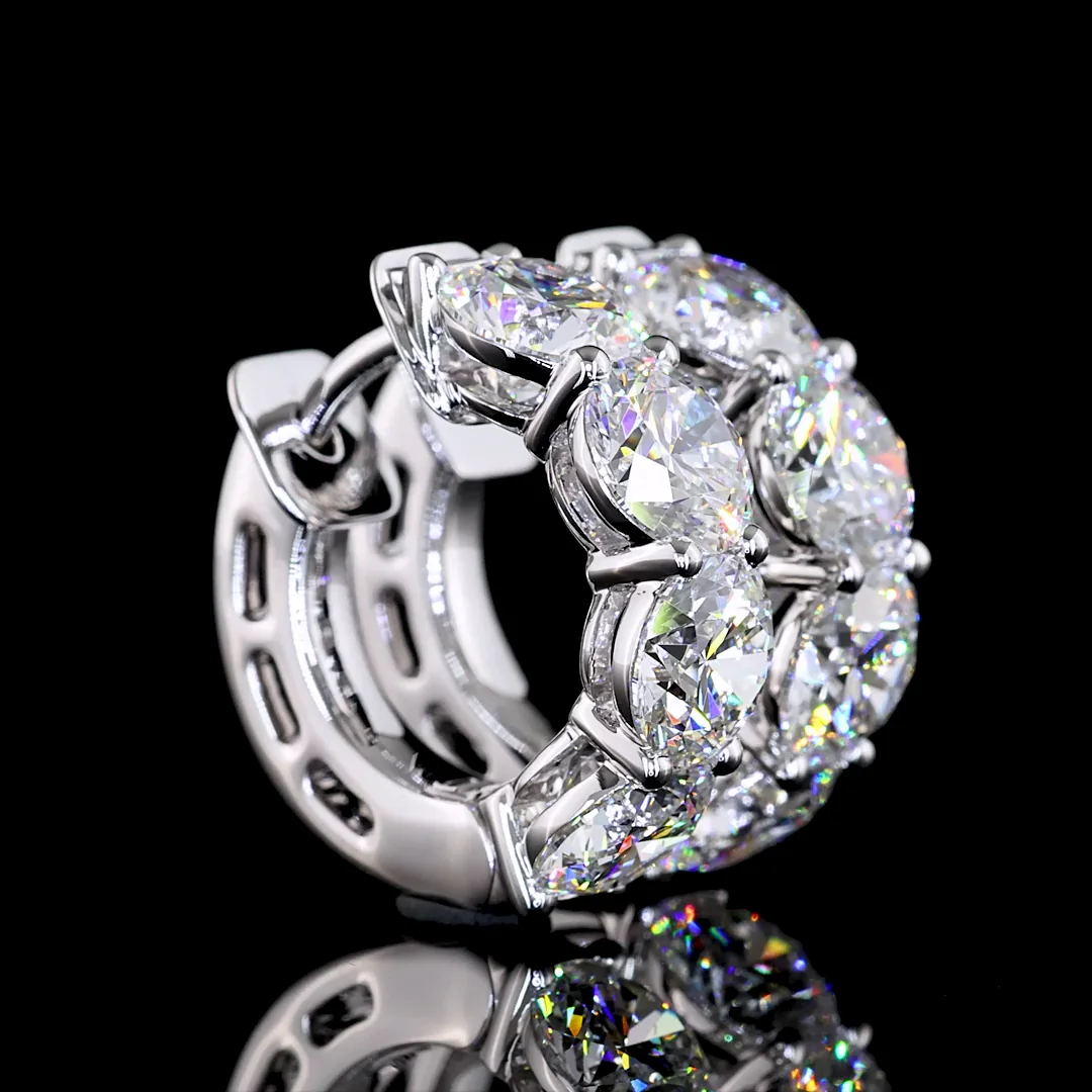 5.07 Cts 14k White Gold Round Shape Huggies Earring - Video