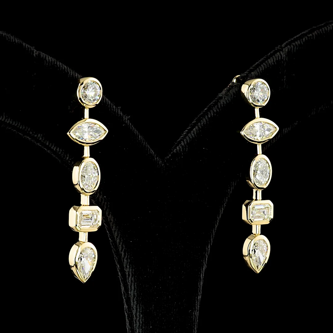 5.17 Cts 14k Yellow Gold Mix Shape Hanging Earring - Image 2