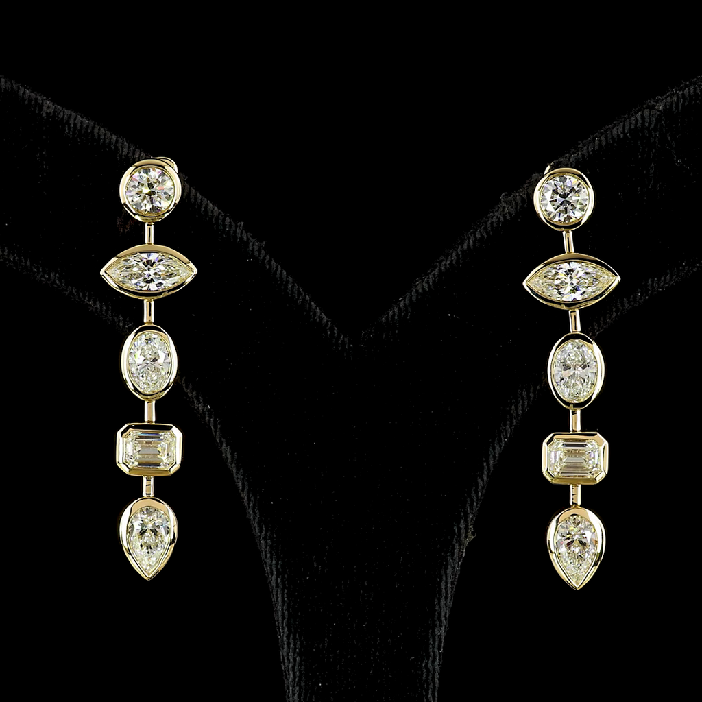 5.17 Cts 14k Yellow Gold Mix Shape Hanging Earring - Video
