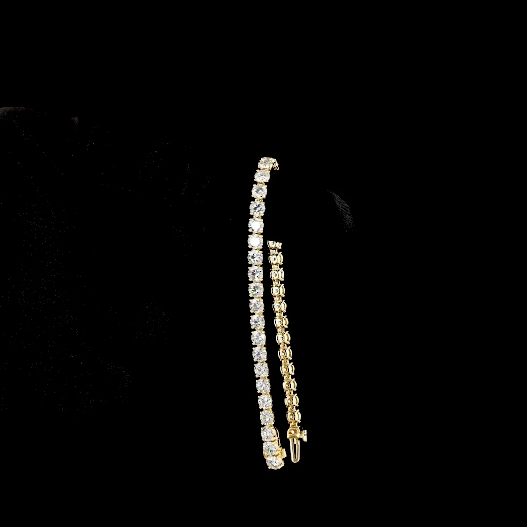 8.95 Cts 14k Yellow Gold Round Shape Tennis Bracelet - Image 3