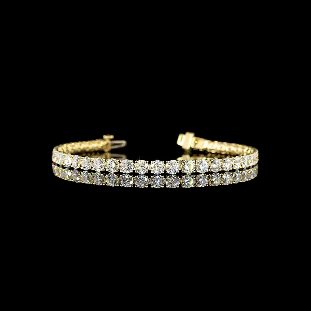 8.95 Cts 14k Yellow Gold Round Shape Tennis Bracelet - Video