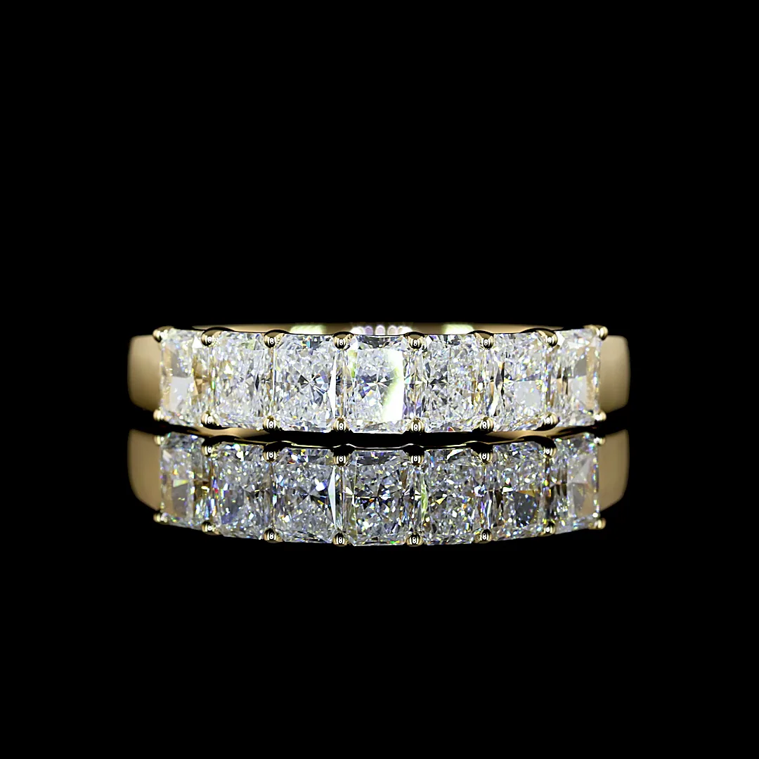 1.01 Cts 14k Yellow Gold Radiant Shape 7 Stones Eternity Band - Video