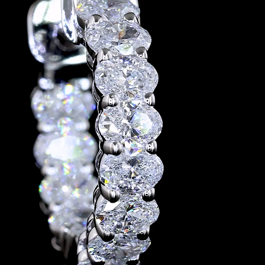 1.29 Cts 14k White Gold Oval Shape Huggies Earring - Image 3