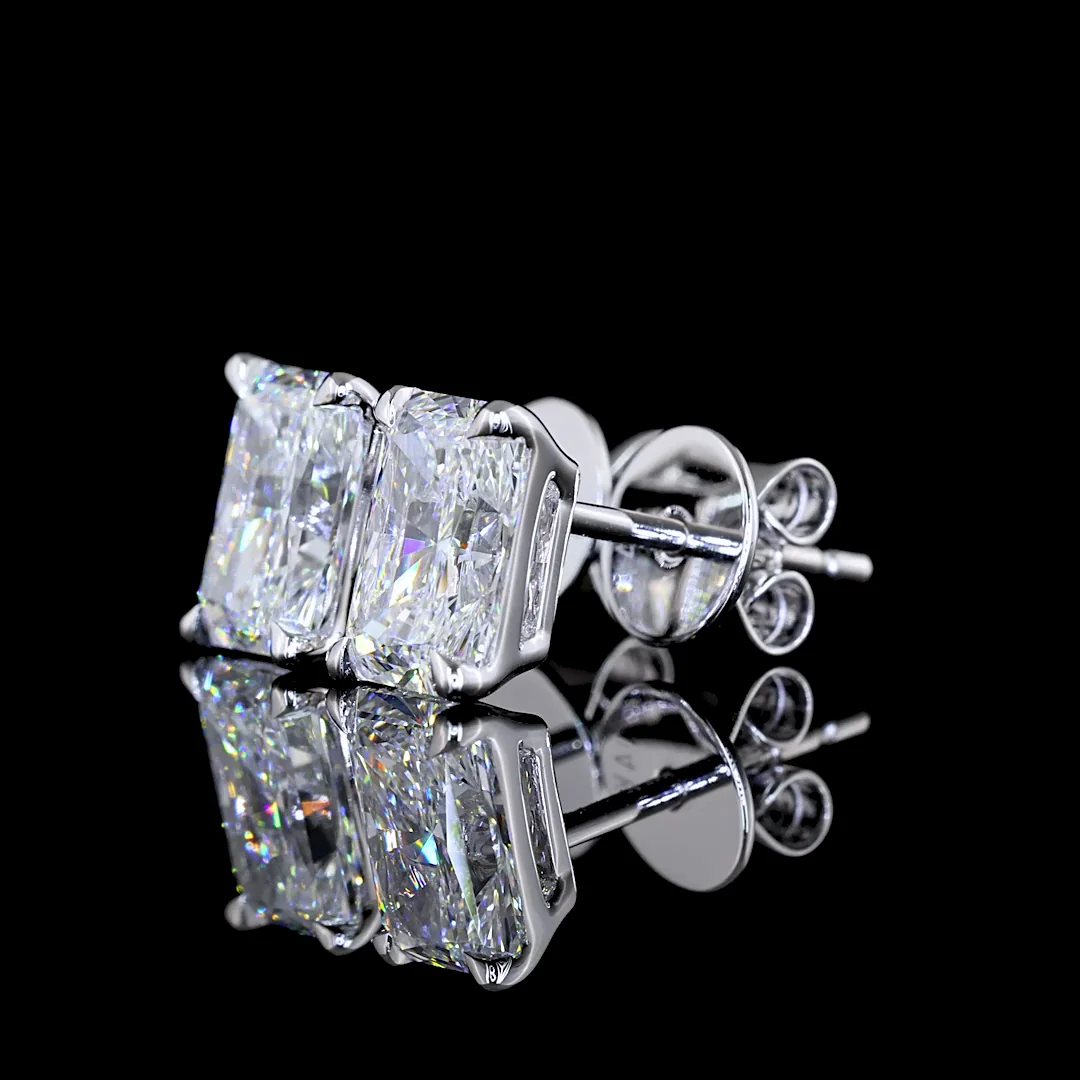 1.91 Cts 14k White Gold Radiant Shape Studs Earring - Image 4