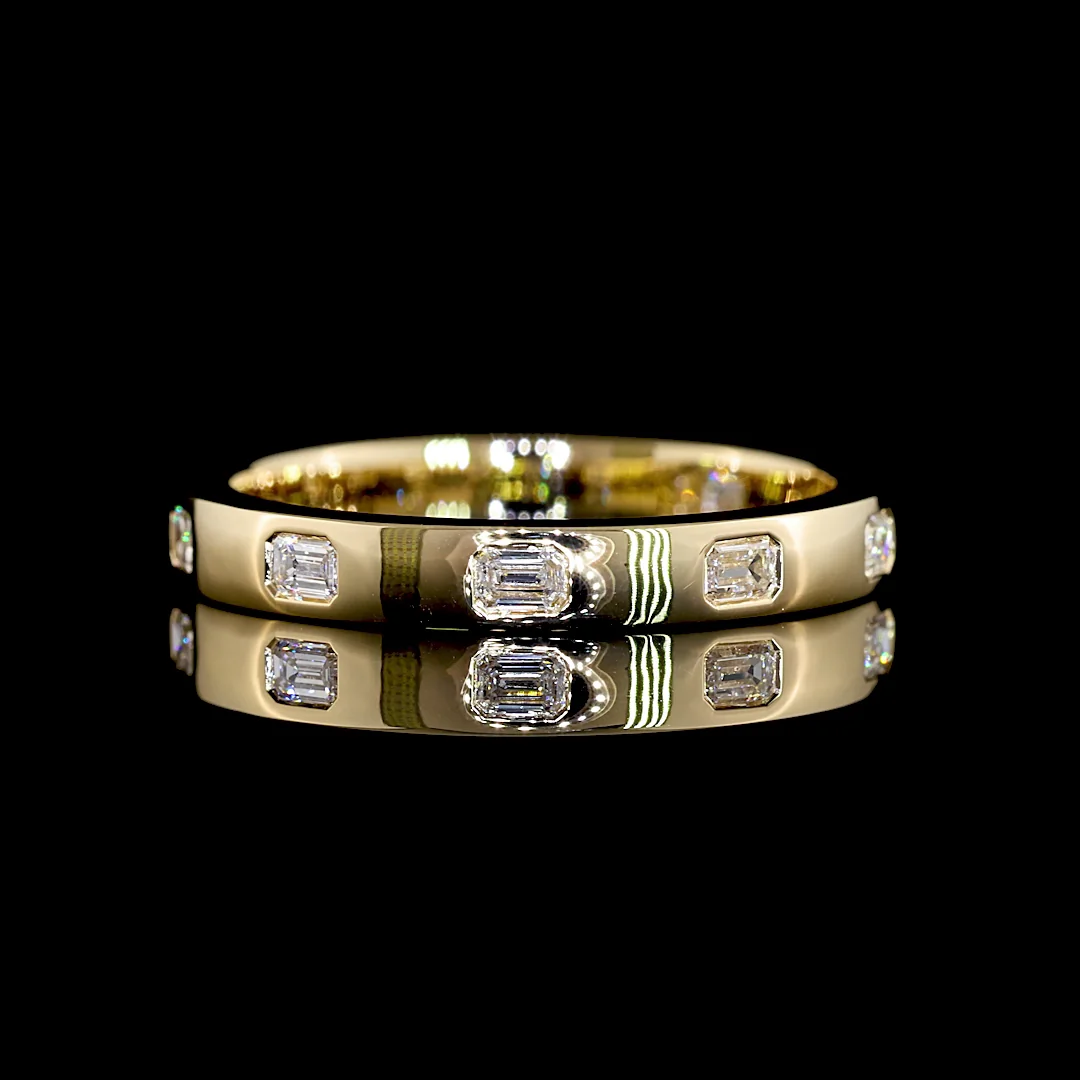 0.34 Cts 14k Yellow Gold Emerald Shape Eternity Band Eternity Band - Video