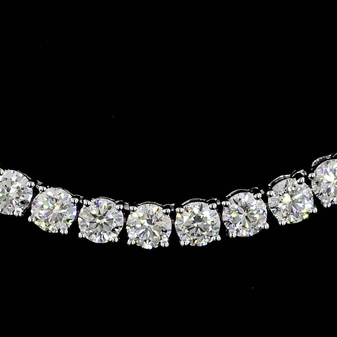 14.69 Cts 14k White Gold Round Shape Tennis Necklace - Image 3