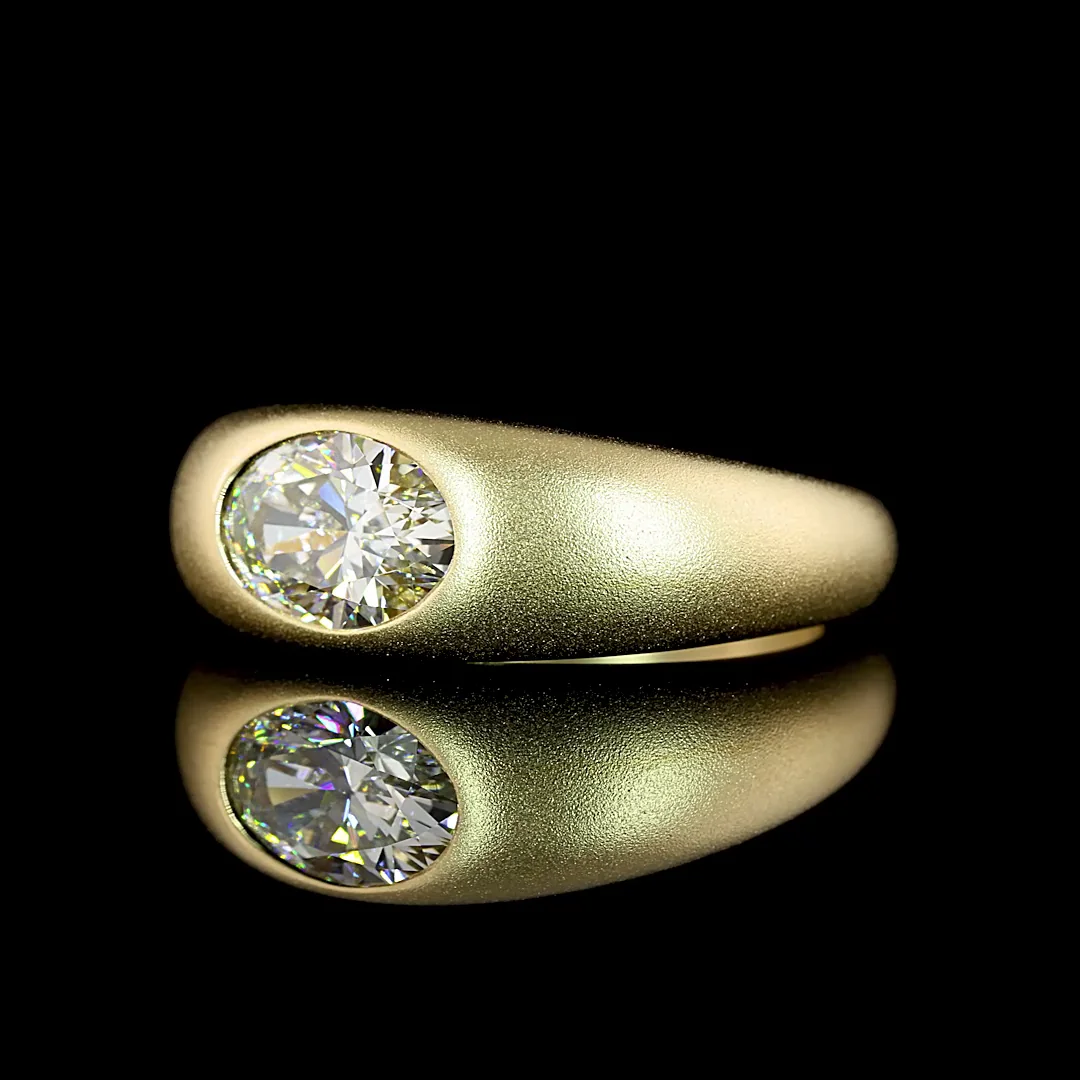 1.23 Cts 14k Yellow Gold Oval Shape Solitaire Ring - Image 2