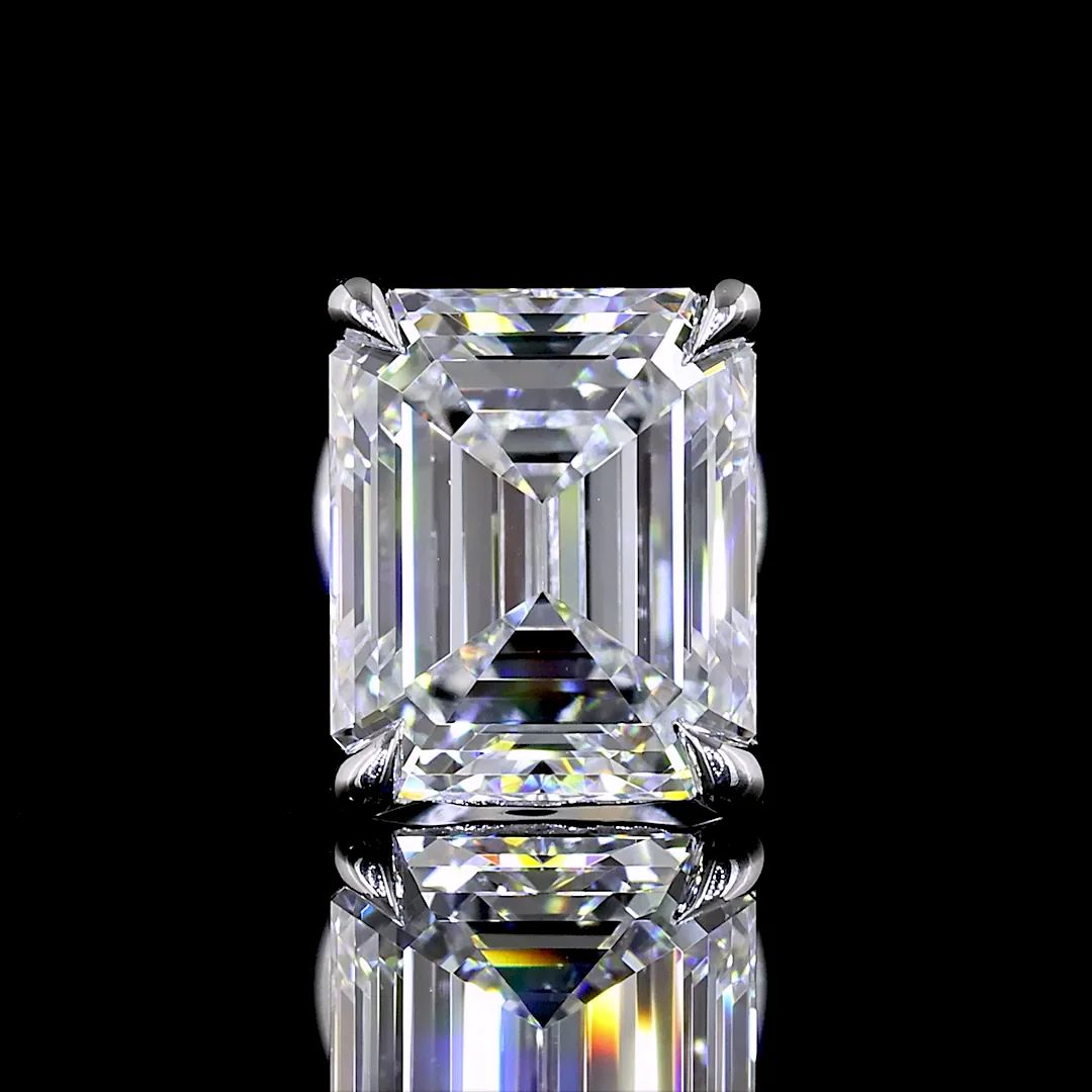 1.82 Cts 14k White Gold Emerald Shape Studs Earring - Image 2