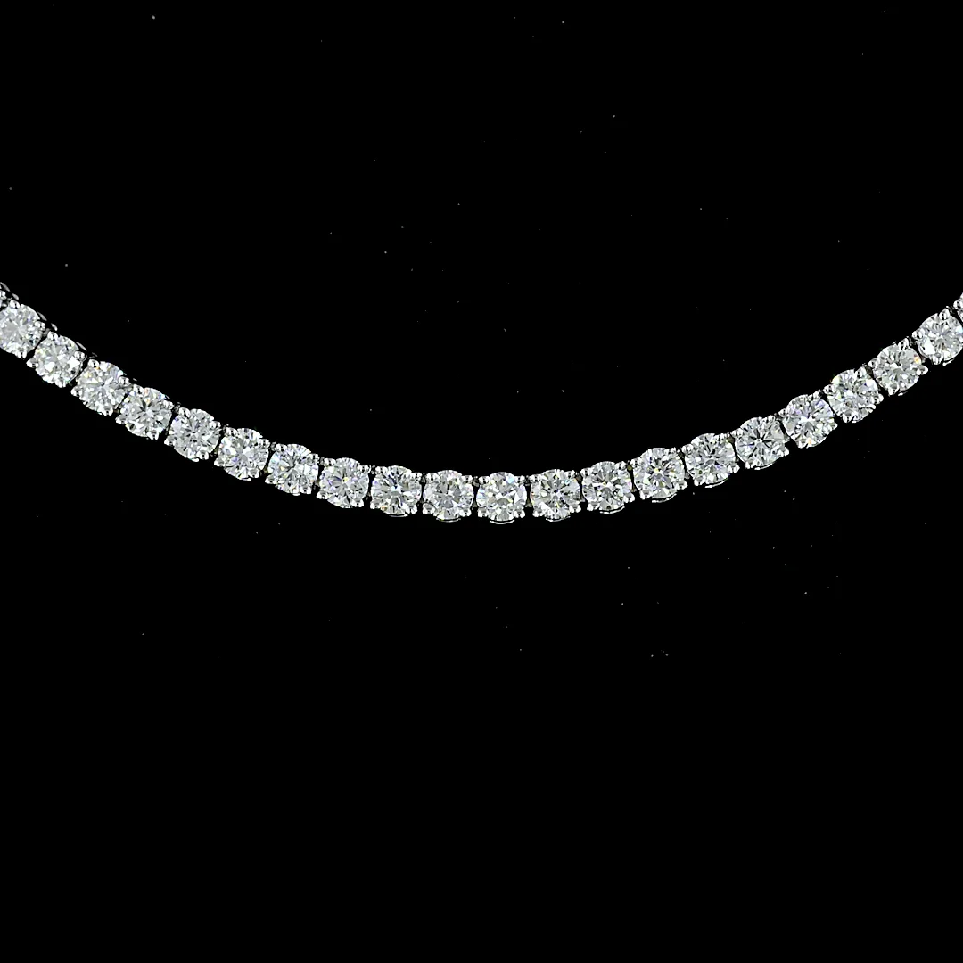 5.58 Cts 14k White Gold Round Shape Tennis Necklace - Image 3