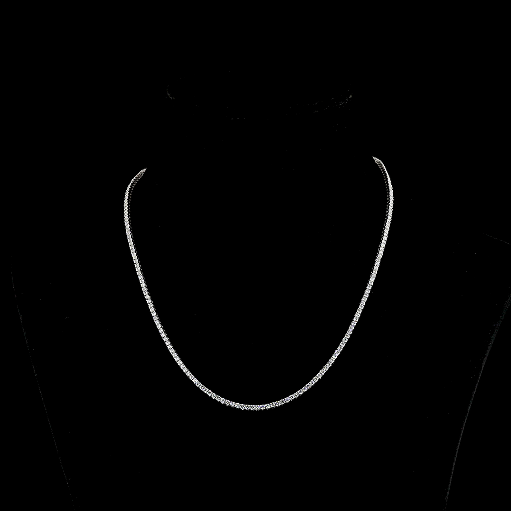 5.58 Cts 14k White Gold Round Shape Tennis Necklace - Video