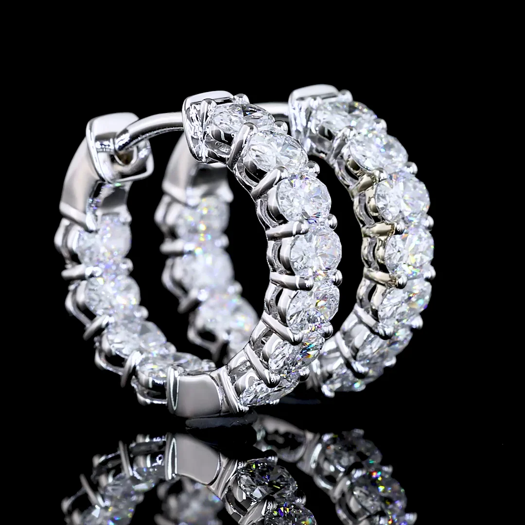 1.54 Cts 14k White Gold Oval Shape Huggies Earring - Video
