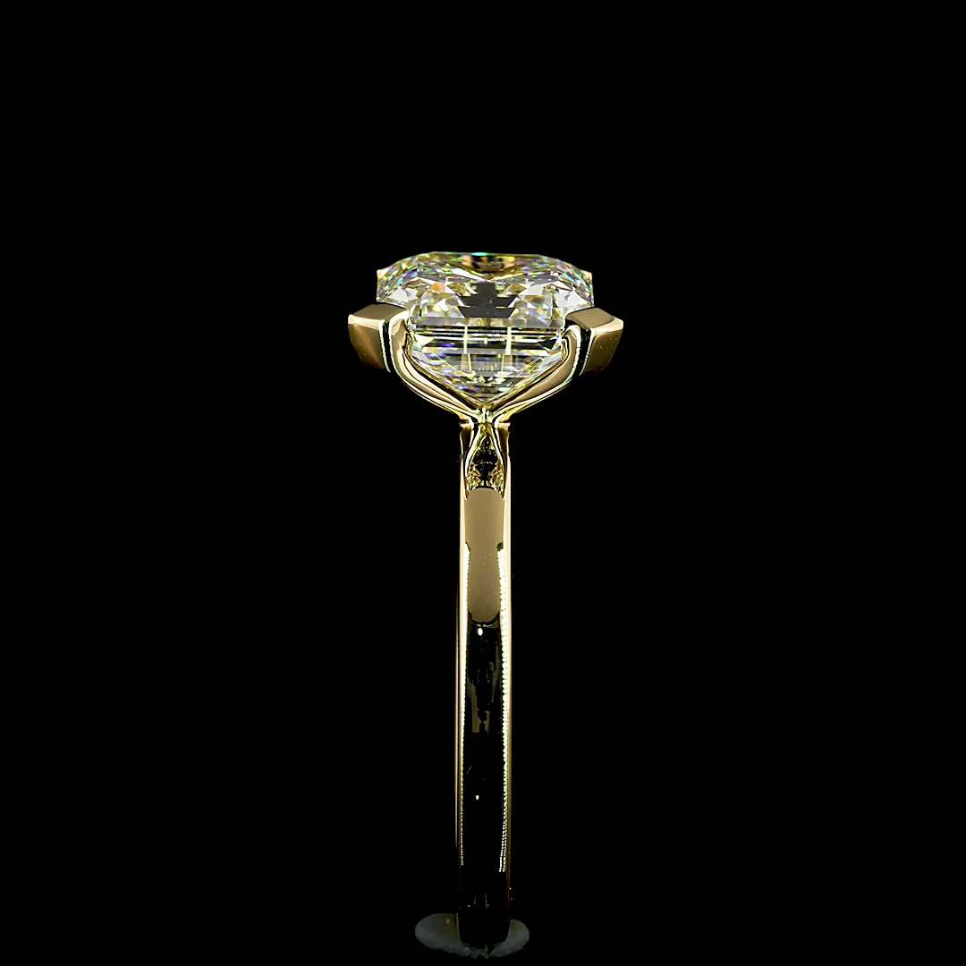 3.01 Cts 14k Yellow Gold Asscher Shape Solitaire Ring - Image 4