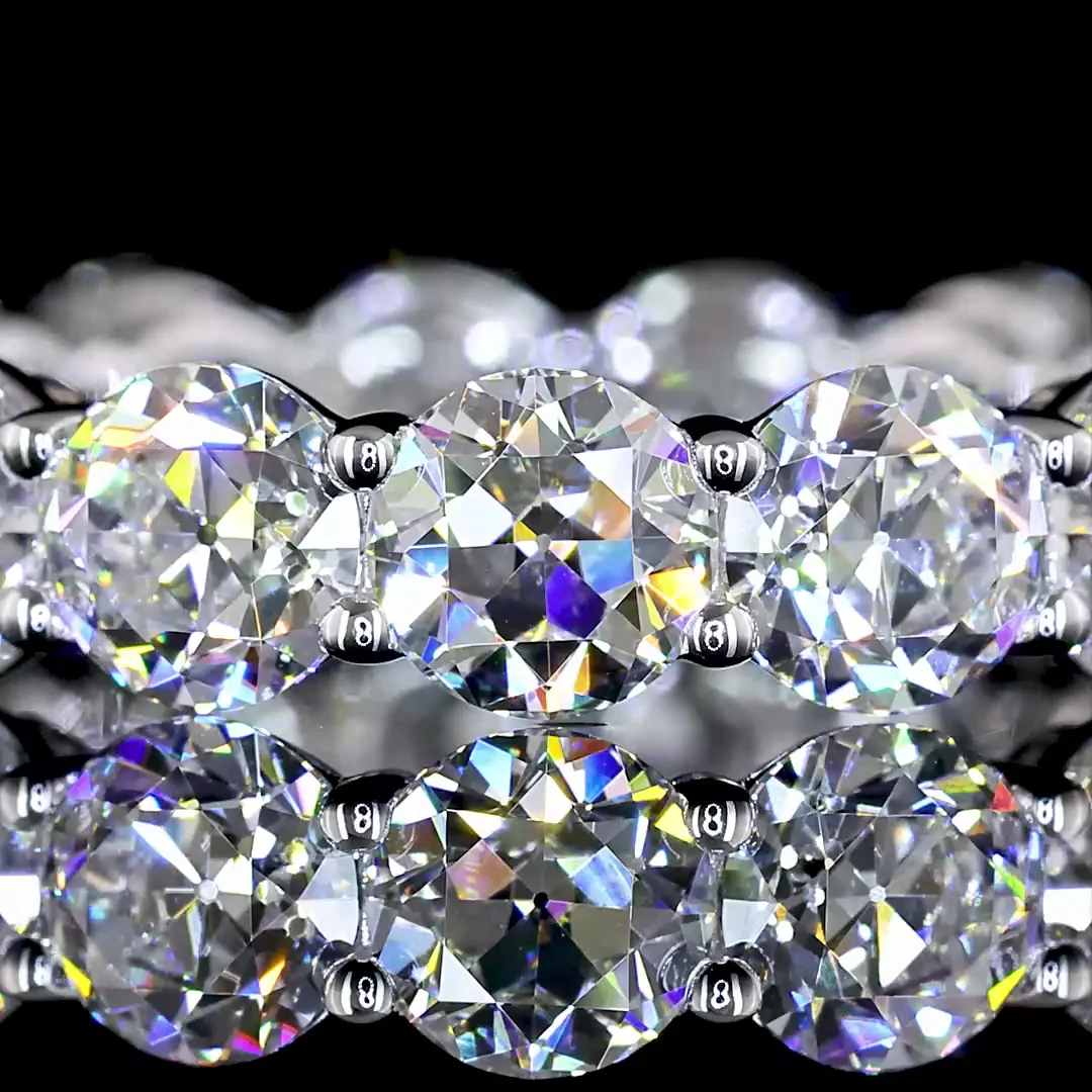 4.9 Cts 14k White Gold Old European Brilliant Shape Eternity Band Eternity Band - Image 3