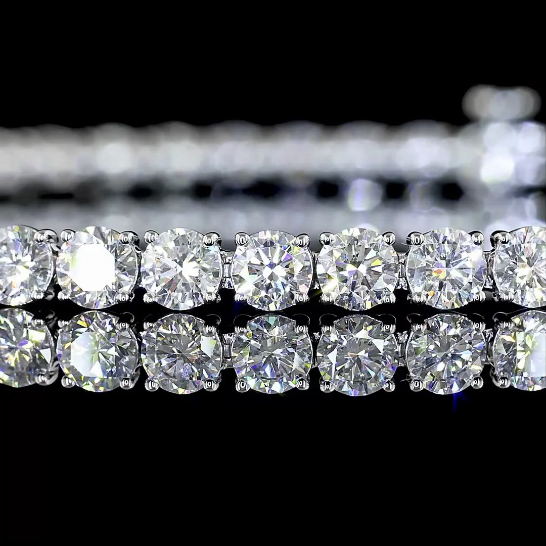 7.42 Cts 14k White Gold Round Shape Tennis Bracelet - Image 2