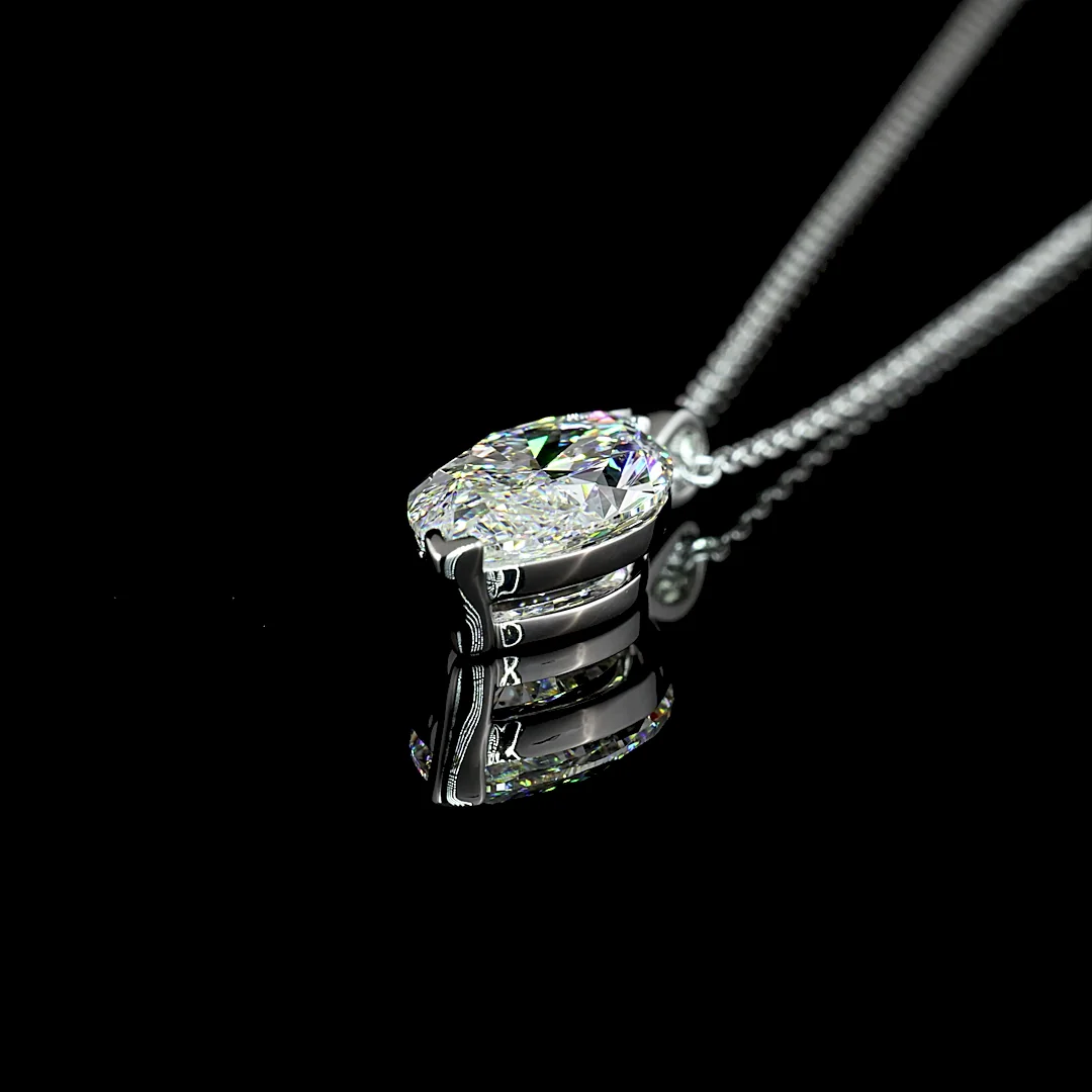2.71 Cts 14k White Gold Marquise Shape Solitaire Pendant - Image 4