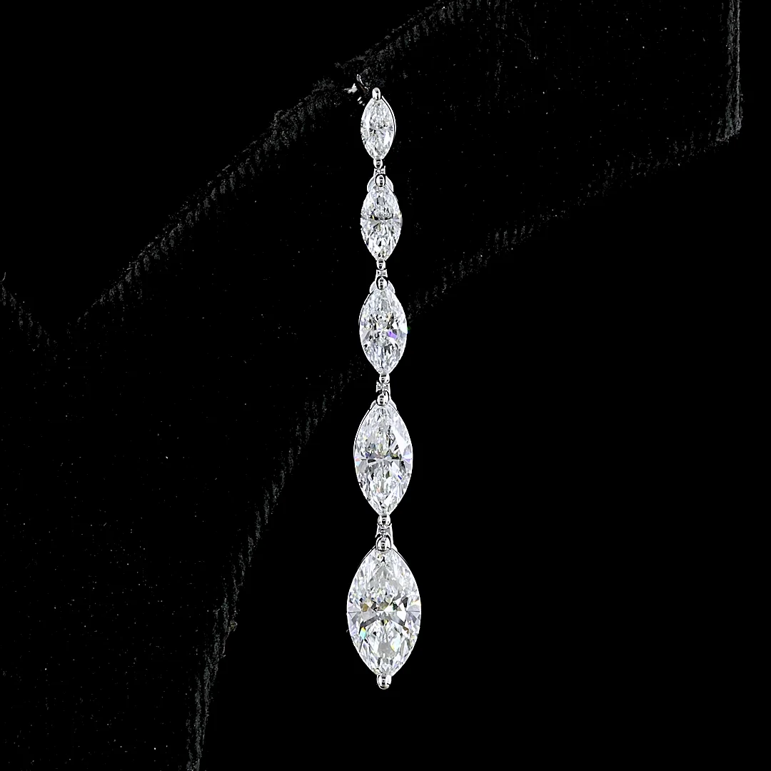 3.56 Cts 14k White Gold Marquise Shape Hanging Earring - Image 3